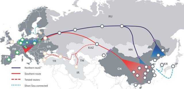 https://www.researchgate.net/profile/Helena-Binova/publication/328191491/figure/fig1/AS:680116753551360@1539163878179/Railway-routes-between-China-and-Europe-blue-northern-route-red-southern-route_W640.jpg