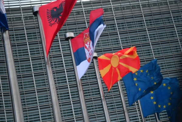 EU Flag, Albania, Macedonia, Serbia